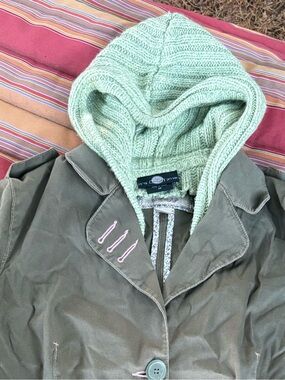Plugg Olive Utility Jacket with Mint Knit Hood